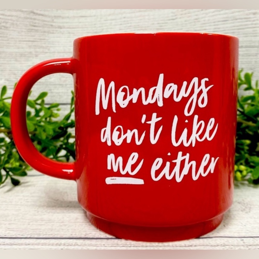 NWOT Threshold Red Mondays Don’t Like Me Either Themed Mug